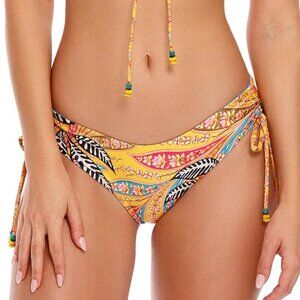 Agua Bendita Eda Lula reversible bikini bottom floral blue yellow AB logo new 3X